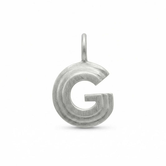 Silver letter 'G' pendant on a white background