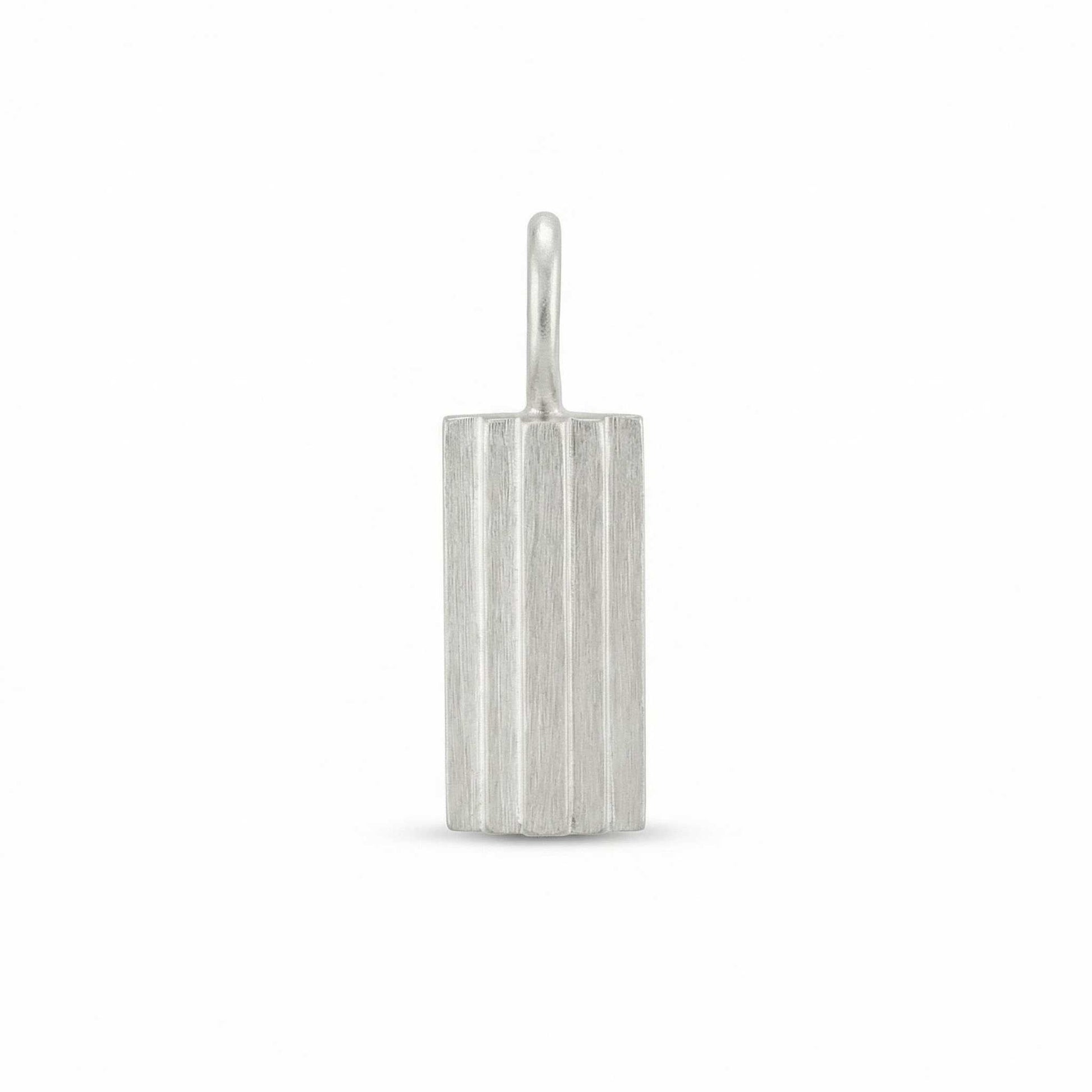 Silver letter 'I' pendant on a white background