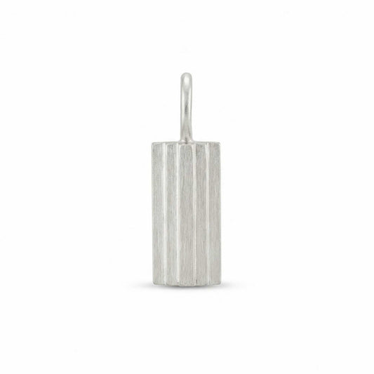 Silver letter 'I' pendant on a white background