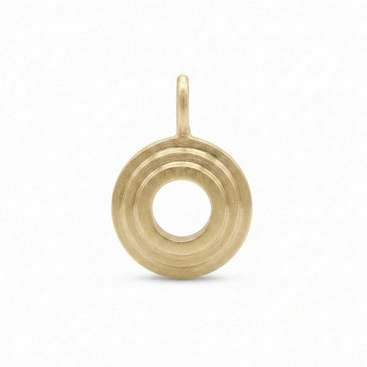 Gold letter 'O' pendant on a white background