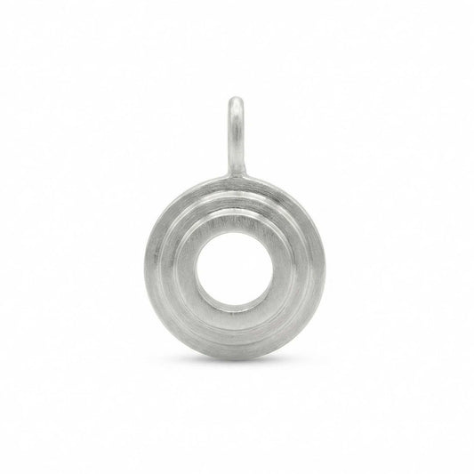 Silver letter 'O'  pendant on a white background