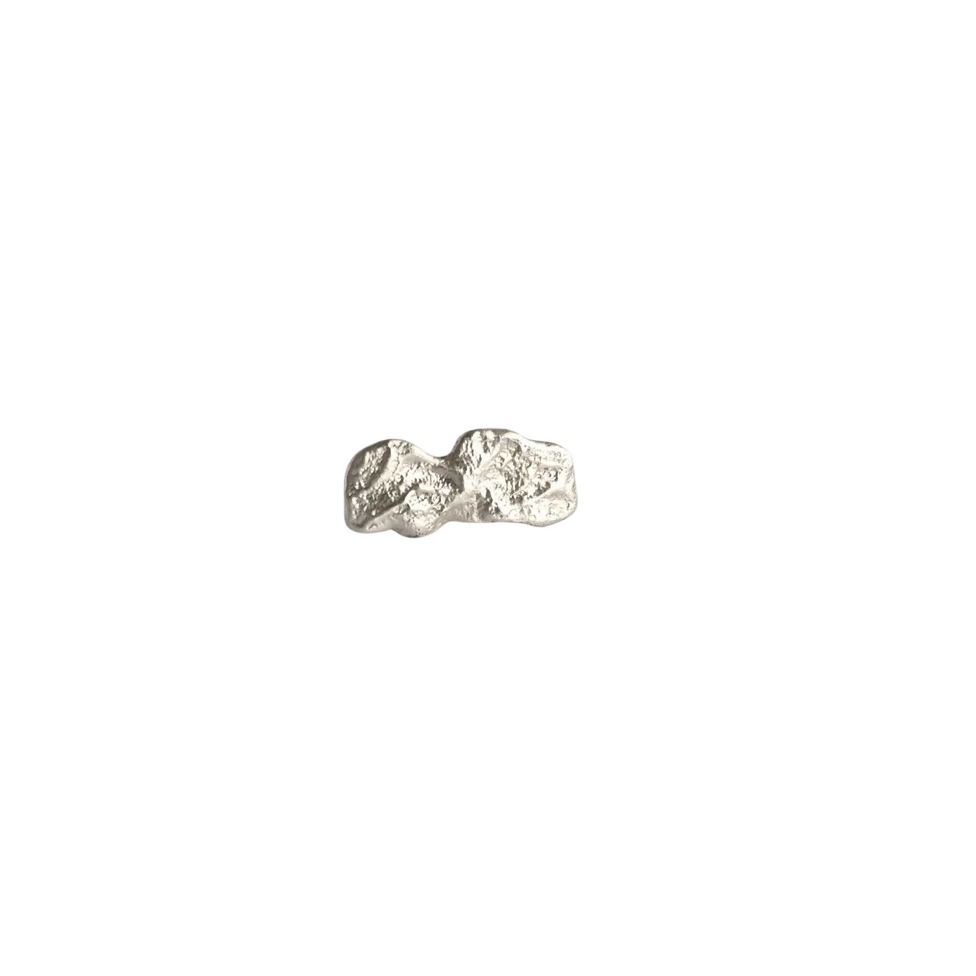 Silver earring on a white background
