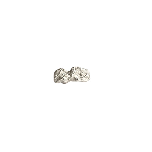 Silver earring on a white background